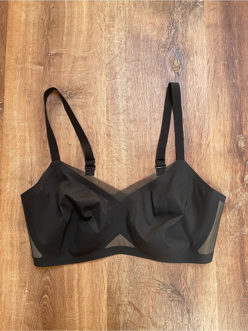 Honeylove Crossover Bra Size 1X Black Runway Mesh No Underwire 40CD No Padding